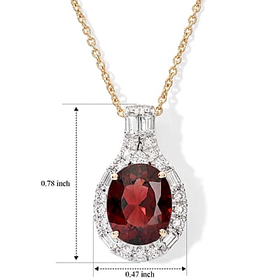 Certified & Appraised AAA Usambara Color Change Garnet and Luxuriant Lab Grown Diamond GH SI 3.90 ctw Pendant Necklace in 10K Yellow Gold 18 Inches
