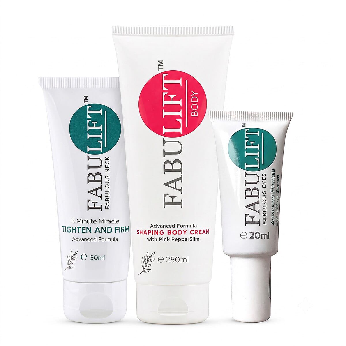 Fabulift 3 Minute Face Lift & Glow Serum(1oz) and Tighten and Firm Lifting Neck Serum(1oz) with FREE Shaping Body Cream (8.45oz)