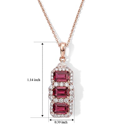 D'Joy Premium Usambara Color Change Garnet and Moissanite 2.55 ctw Pendant Necklace in 18K Vermeil Rose Gold Over Sterling Silver 18 Inches