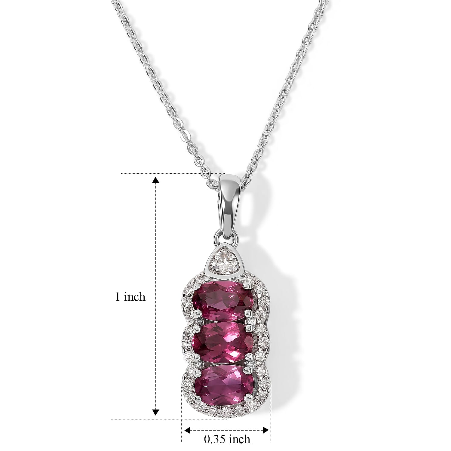D'Joy Premium Usambara Color Change Garnet and Moissanite 2.00 ctw Pendant Necklace in Rhodium Over Sterling Silver 18 Inches