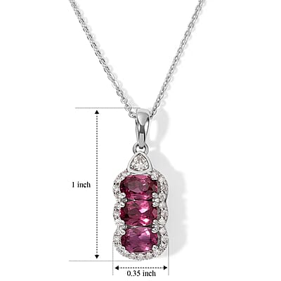 D'Joy Premium Usambara Color Change Garnet and Moissanite 2.00 ctw Pendant Necklace in Rhodium Over Sterling Silver 18 Inches