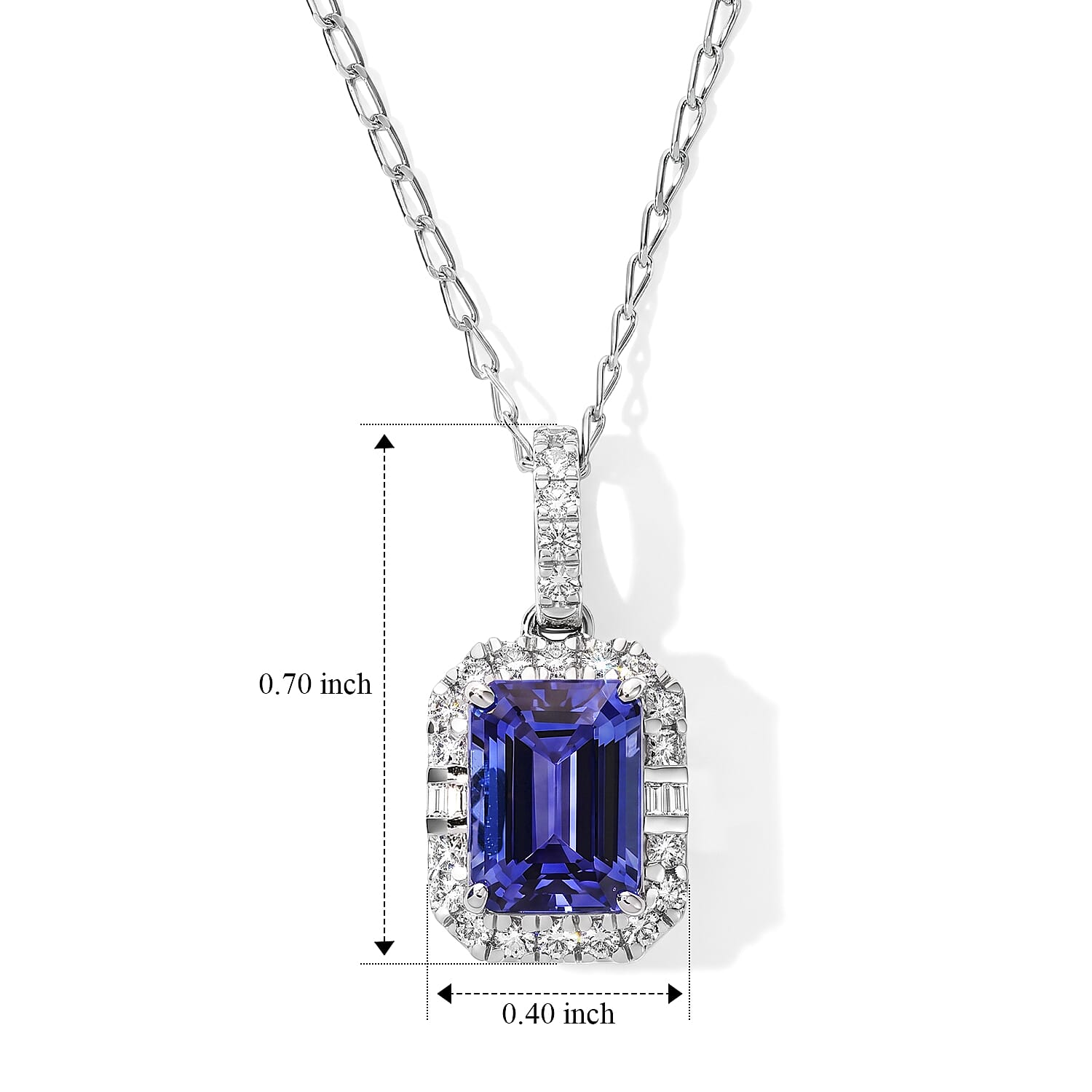 Certified & Appraised Rhapsody AAAA Asscher Cut Tanzanite and Diamond E-F VS 2.11 ctw Pendant Necklace in 950 Platinum (18 Inches)