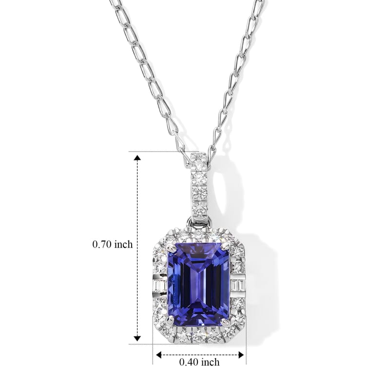 Certified & Appraised Rhapsody AAAA Asscher Cut Tanzanite and Diamond E-F VS 2.11 ctw Pendant Necklace in 950 Platinum (18 Inches)