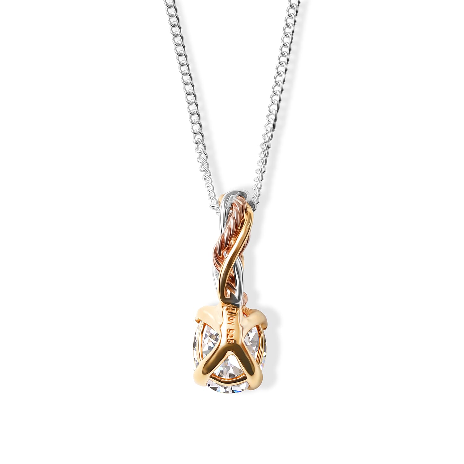 D'Joy Moissanite 2.85 ctw Forever Infinity Pendant Necklace in 22K YRG and Rhodium Over Sterling Silver 20 Inches
