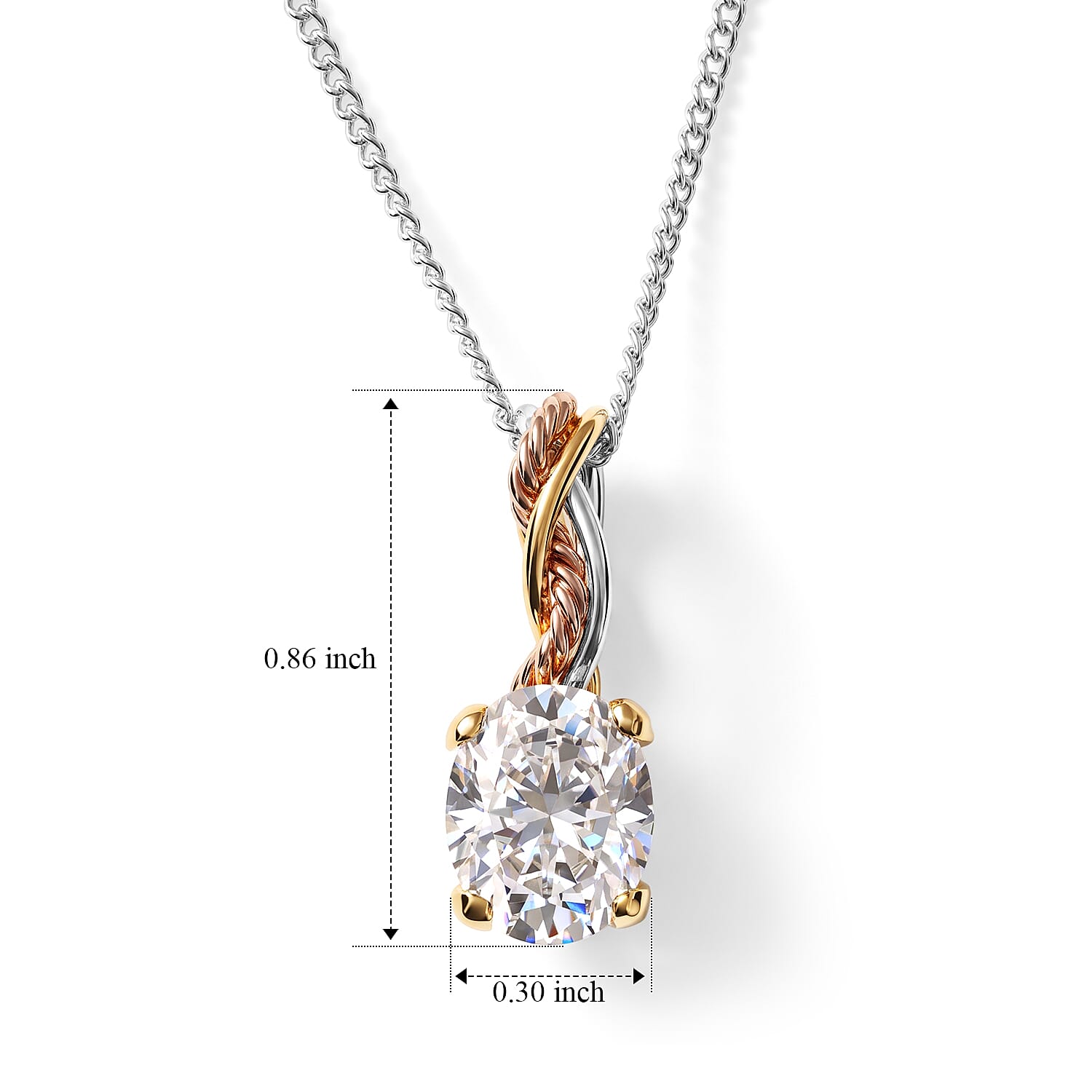 D'Joy Moissanite 2.85 ctw Forever Infinity Pendant Necklace in 22K YRG and Rhodium Over Sterling Silver 20 Inches