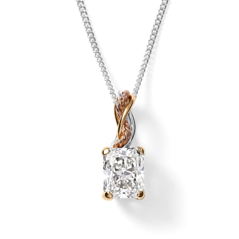 D'Joy Moissanite 3.50 ctw Forever Infinity Pendant Necklace in 22K YRG and Rhodium Over Sterling Silver 20 Inches