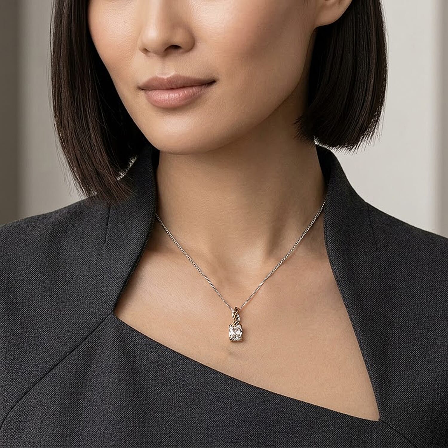 D'Joy Moissanite 3.50 ctw Forever Infinity Pendant Necklace in 22K YRG and Rhodium Over Sterling Silver 20 Inches