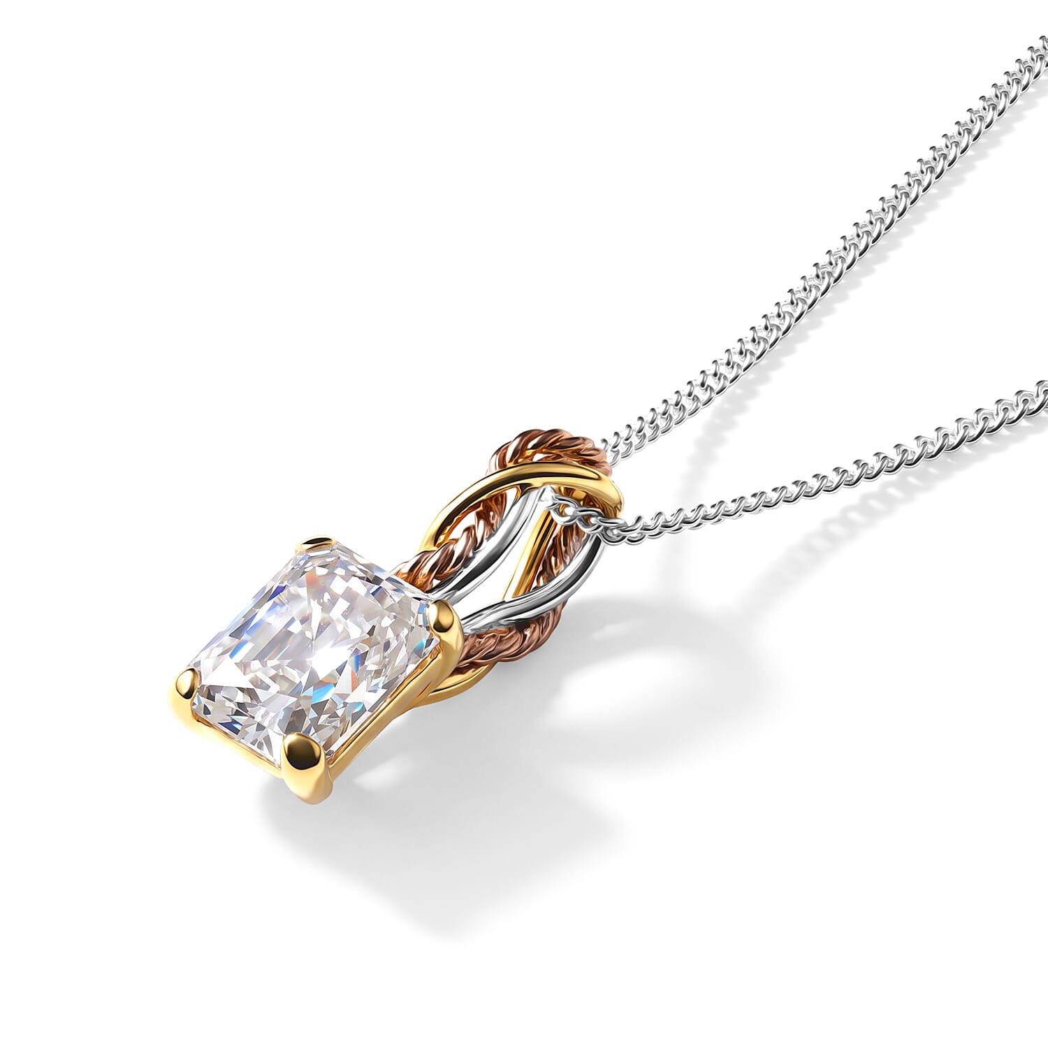 D'Joy Moissanite 3.50 ctw Forever Infinity Pendant Necklace in 22K YRG and Rhodium Over Sterling Silver 20 Inches