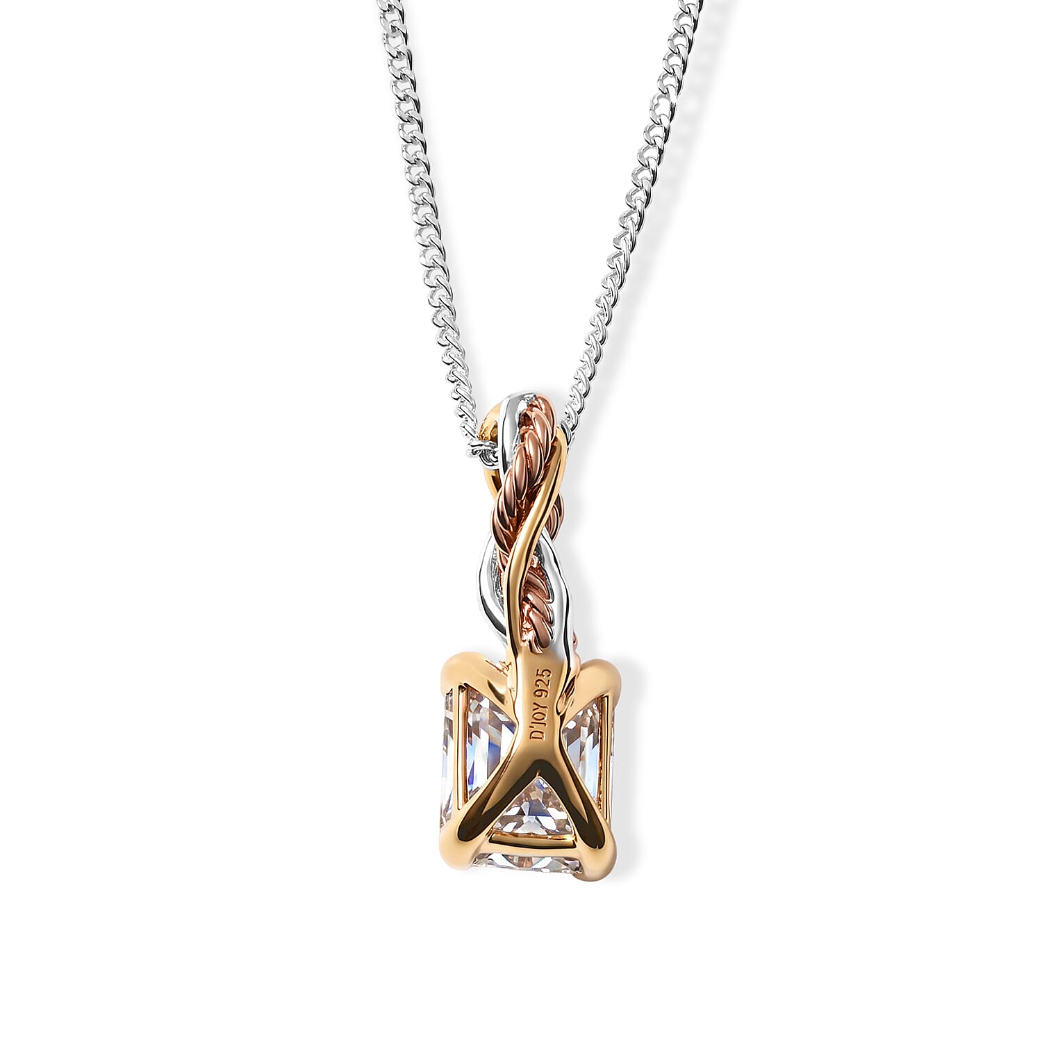 D'Joy Moissanite 3.50 ctw Forever Infinity Pendant Necklace in 22K YRG and Rhodium Over Sterling Silver 20 Inches