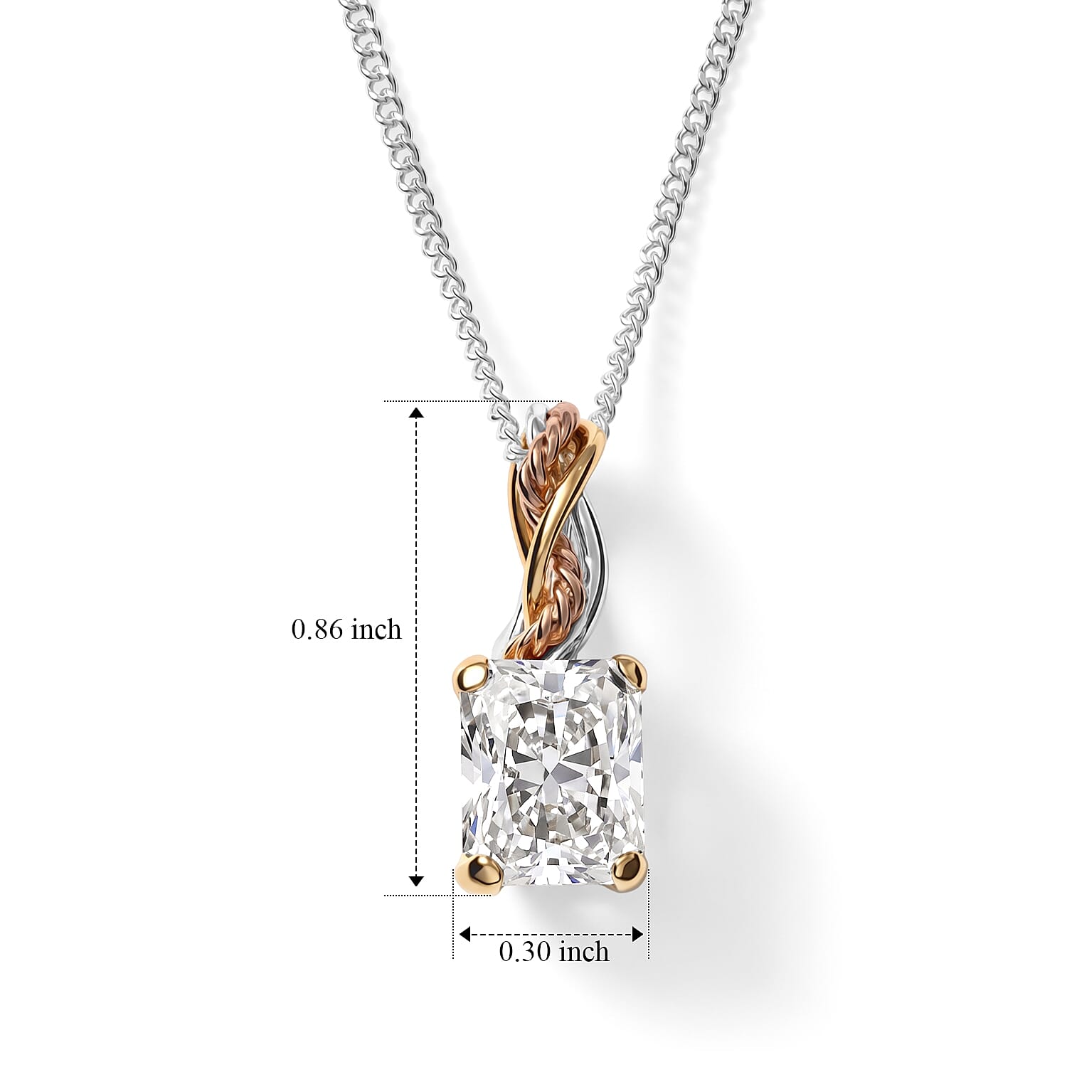 D'Joy Moissanite 3.50 ctw Forever Infinity Pendant Necklace in 22K YRG and Rhodium Over Sterling Silver 20 Inches