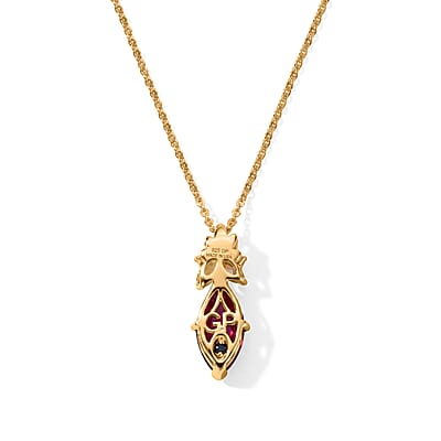 GP Premium African Ruby and White Zircon 2.40 ctw Pendant Necklace (20 Inches) in 18K Vermeil Yellow Gold Over Sterling Silver
