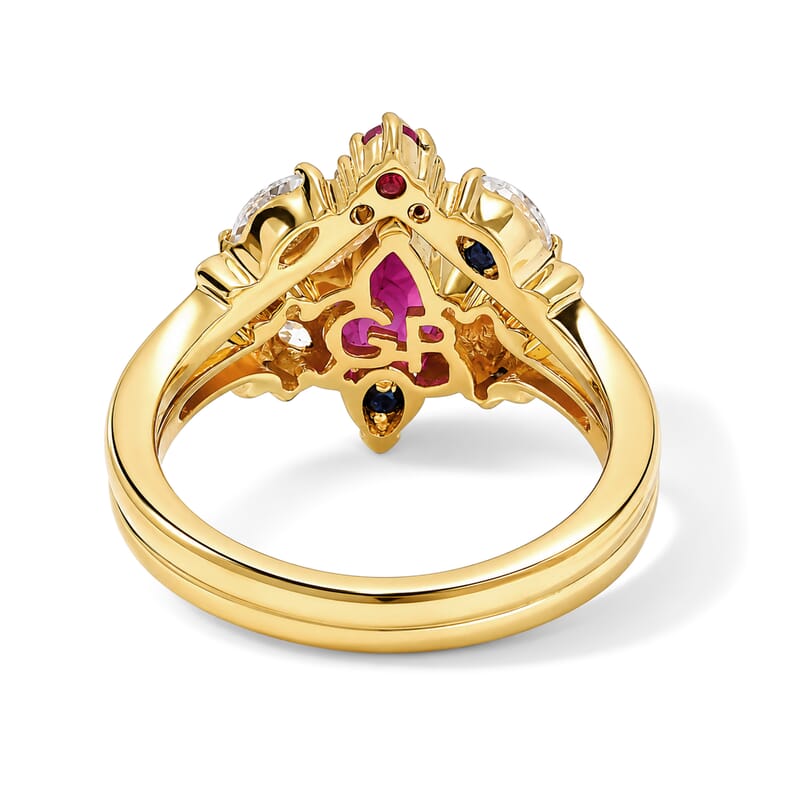 GP Premium African Ruby and White Zircon 3.00 ctw Set of 2 Stackable Ring in 18K Vermeil YG Over Sterling Silver (Size 6.0)