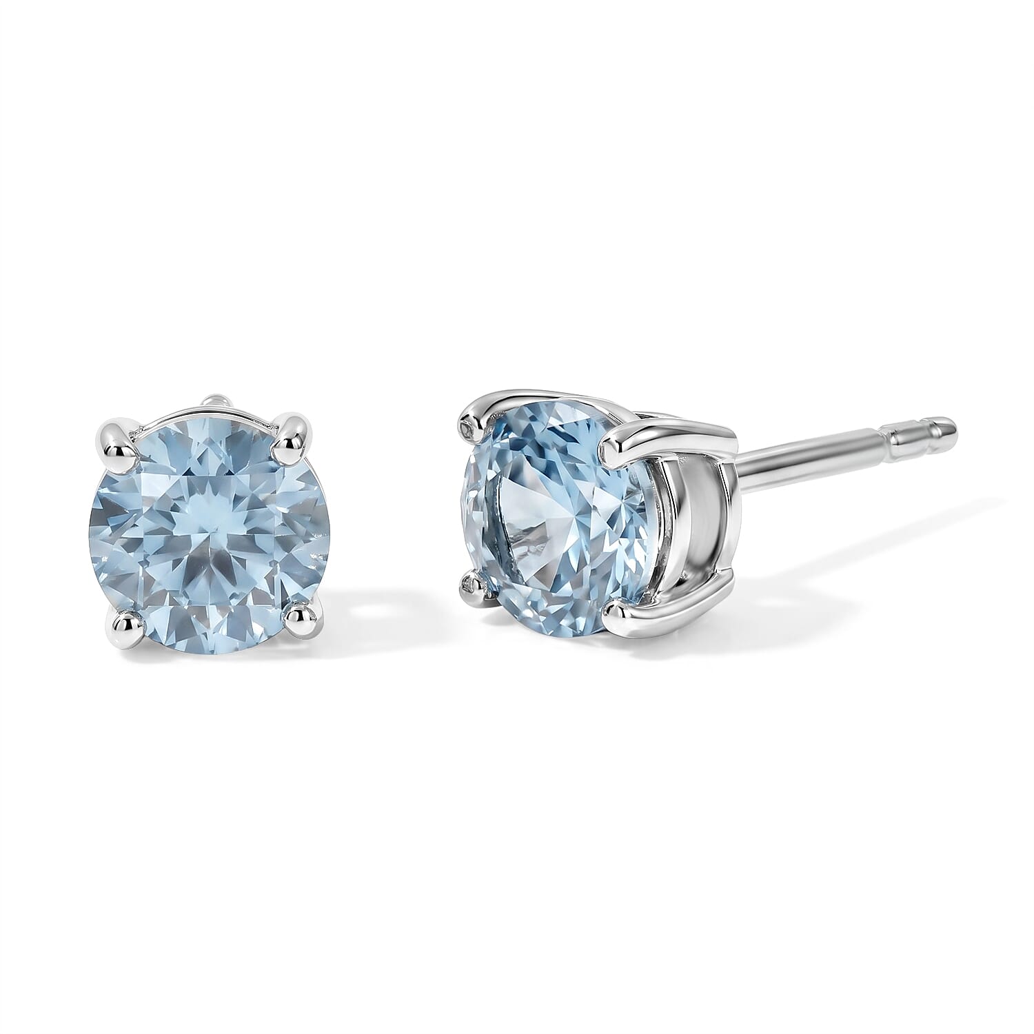 D'Joy Freshwater Pearl and Sky Blue Topaz 1.20 ctw Set of 2 Earrings in Rhodium Over Sterling Silver