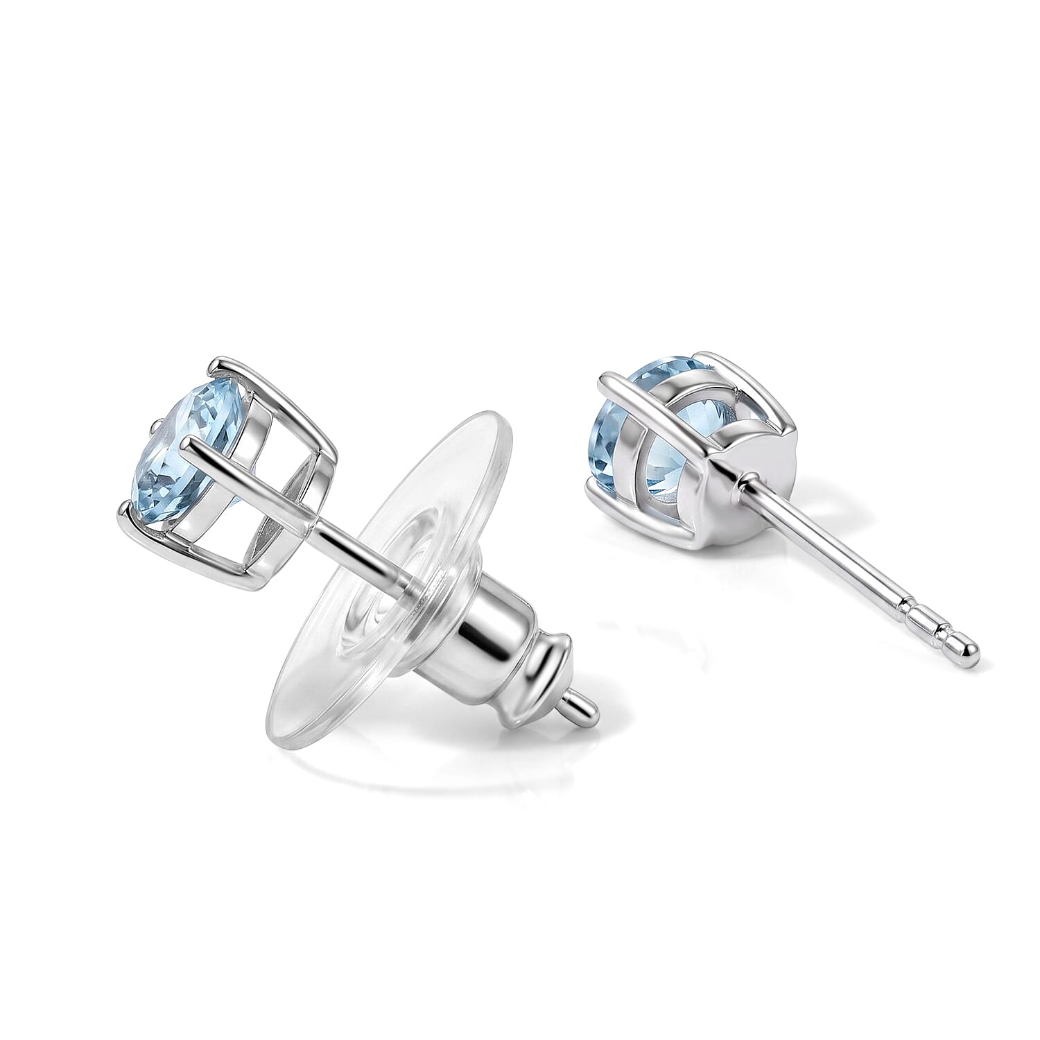 D'Joy Freshwater Pearl and Sky Blue Topaz 1.20 ctw Set of 2 Earrings in Rhodium Over Sterling Silver