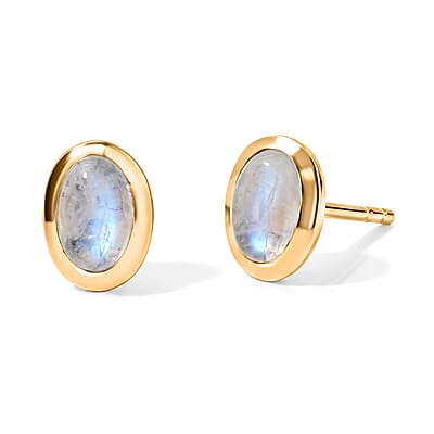 D'Joy Moon Glow Moonstone 1.15 ctw and Freshwater Pearl Set of 2 Earrings in 18K Vermeil YG Over Sterling Silver