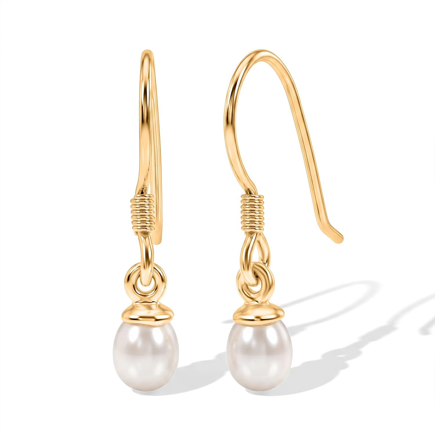 D'Joy Moon Glow Moonstone 1.15 ctw and Freshwater Pearl Set of 2 Earrings in 18K Vermeil YG Over Sterling Silver