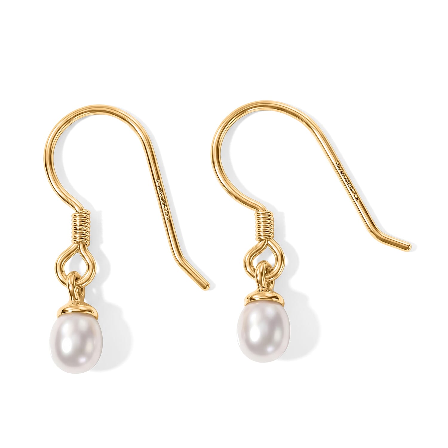 D'Joy Moon Glow Moonstone 1.15 ctw and Freshwater Pearl Set of 2 Earrings in 18K Vermeil YG Over Sterling Silver