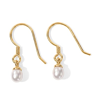 D'Joy Moon Glow Moonstone 1.15 ctw and Freshwater Pearl Set of 2 Earrings in 18K Vermeil YG Over Sterling Silver