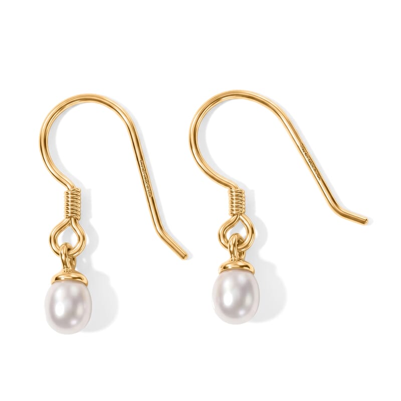 D'Joy Rainbow Moonstone 1.15 ctw and Freshwater Pearl Set of 2 Crown & Drop Earrings in 18K Vermeil YG Over Sterling Silver