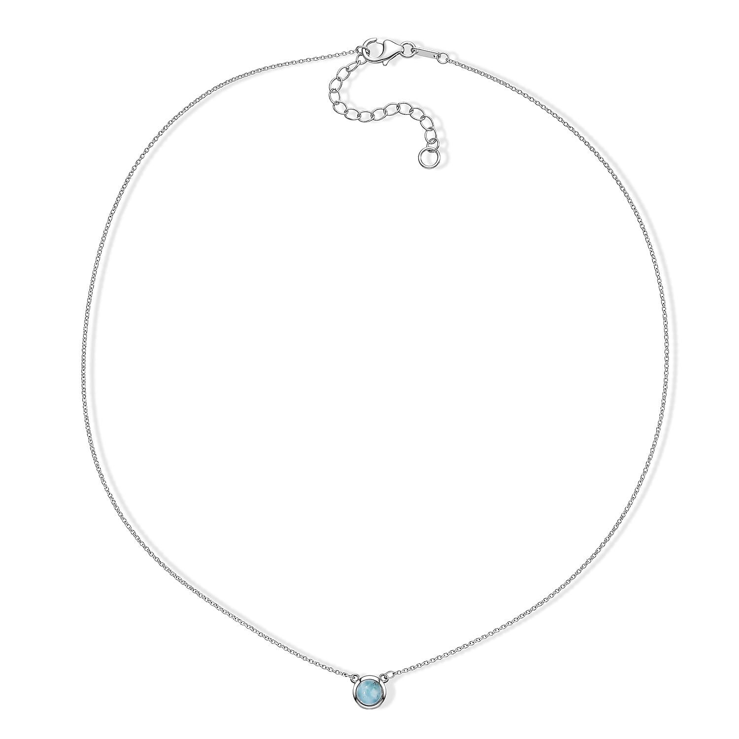 D'Joy Larimar 13.70 ctw, Freshwater Pearl 2pcs Set Necklace (18 Inches) and Pendant Necklace (20 Inches) in Rhodium Over Sterling Silver