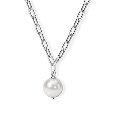 D'Joy Freshwater Pearl 2pcs Set Necklace (18 Inches) and Pendant Necklace (20 Inches) in Rhodium Over Sterling Silver