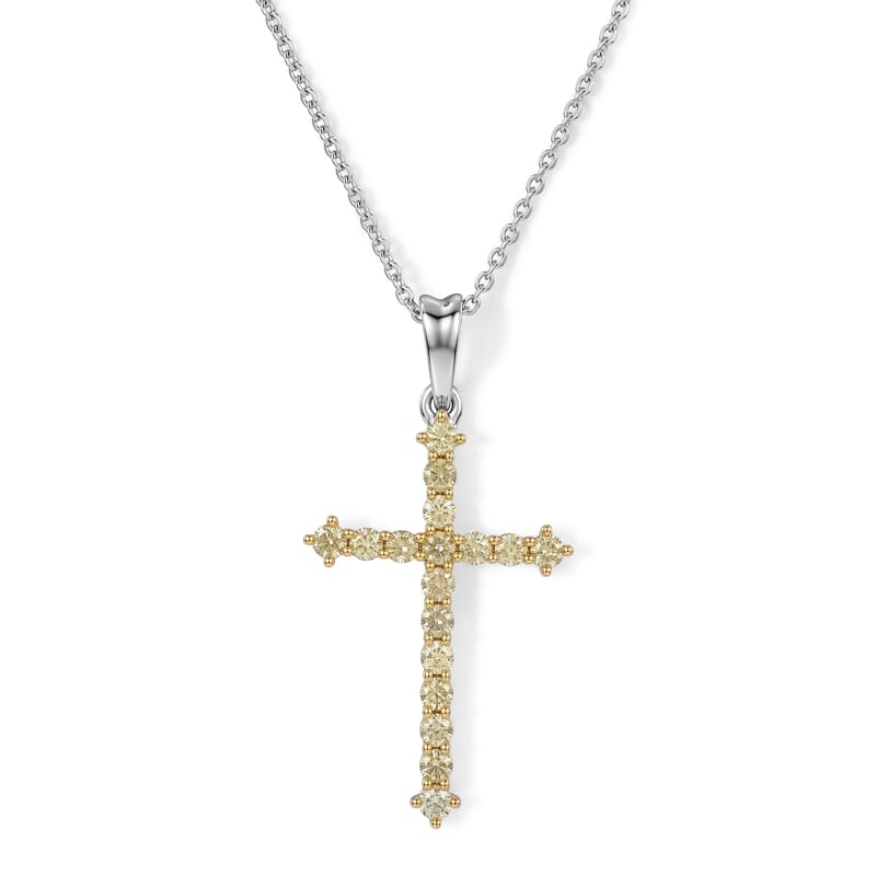 D'Joy Natural Yellow Diamond I3 0.50 ctw Pendant Necklace in Rhodium Over Sterling Silver 20 Inches