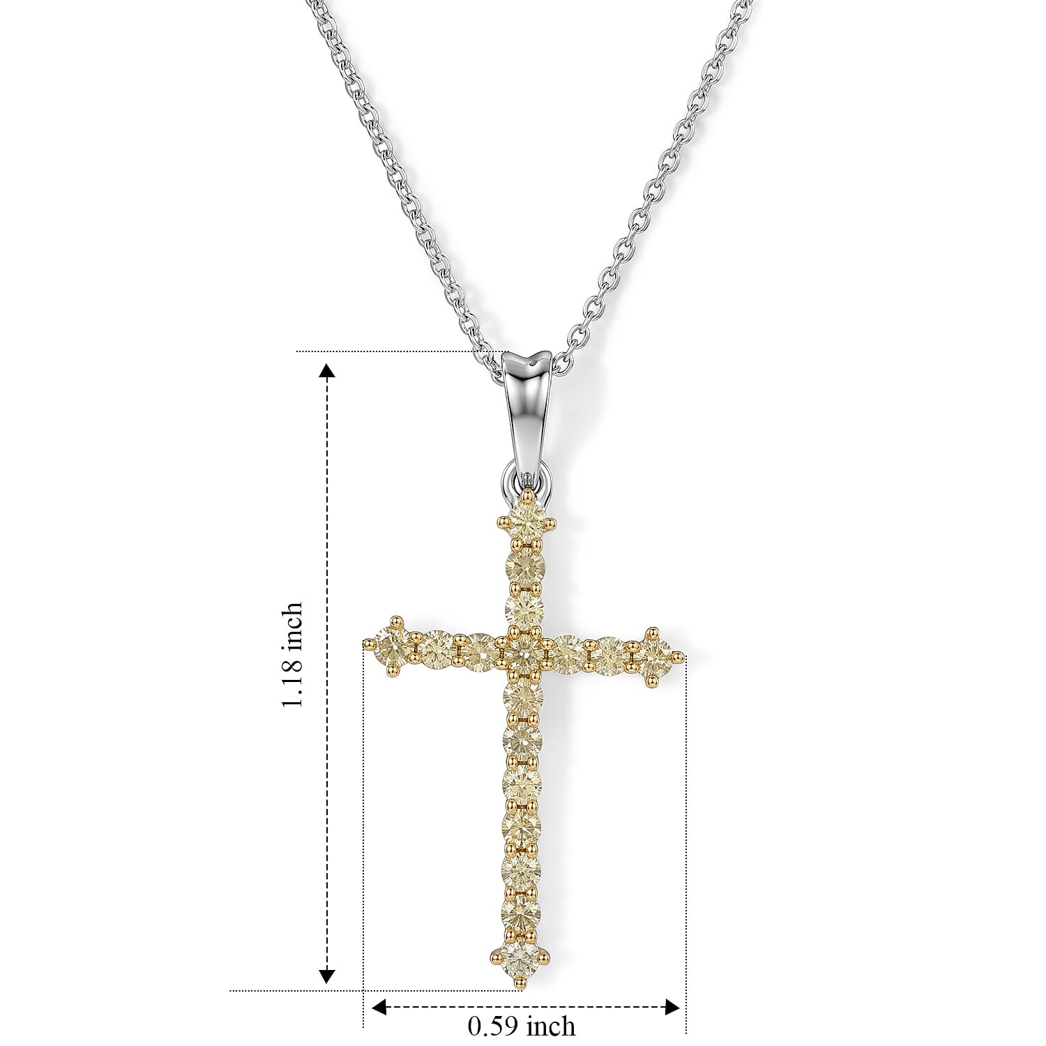 D'Joy Natural Yellow Diamond I3 0.50 ctw Pendant Necklace in Rhodium Over Sterling Silver 20 Inches