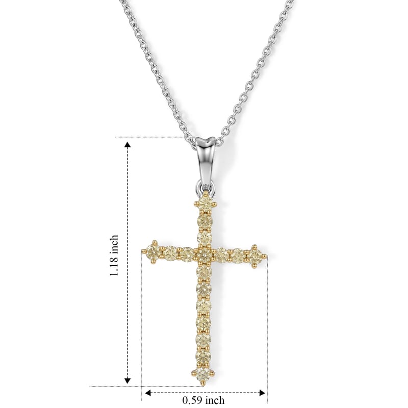 D'Joy Natural Yellow Diamond I3 0.50 ctw Pendant Necklace in Rhodium Over Sterling Silver 20 Inches