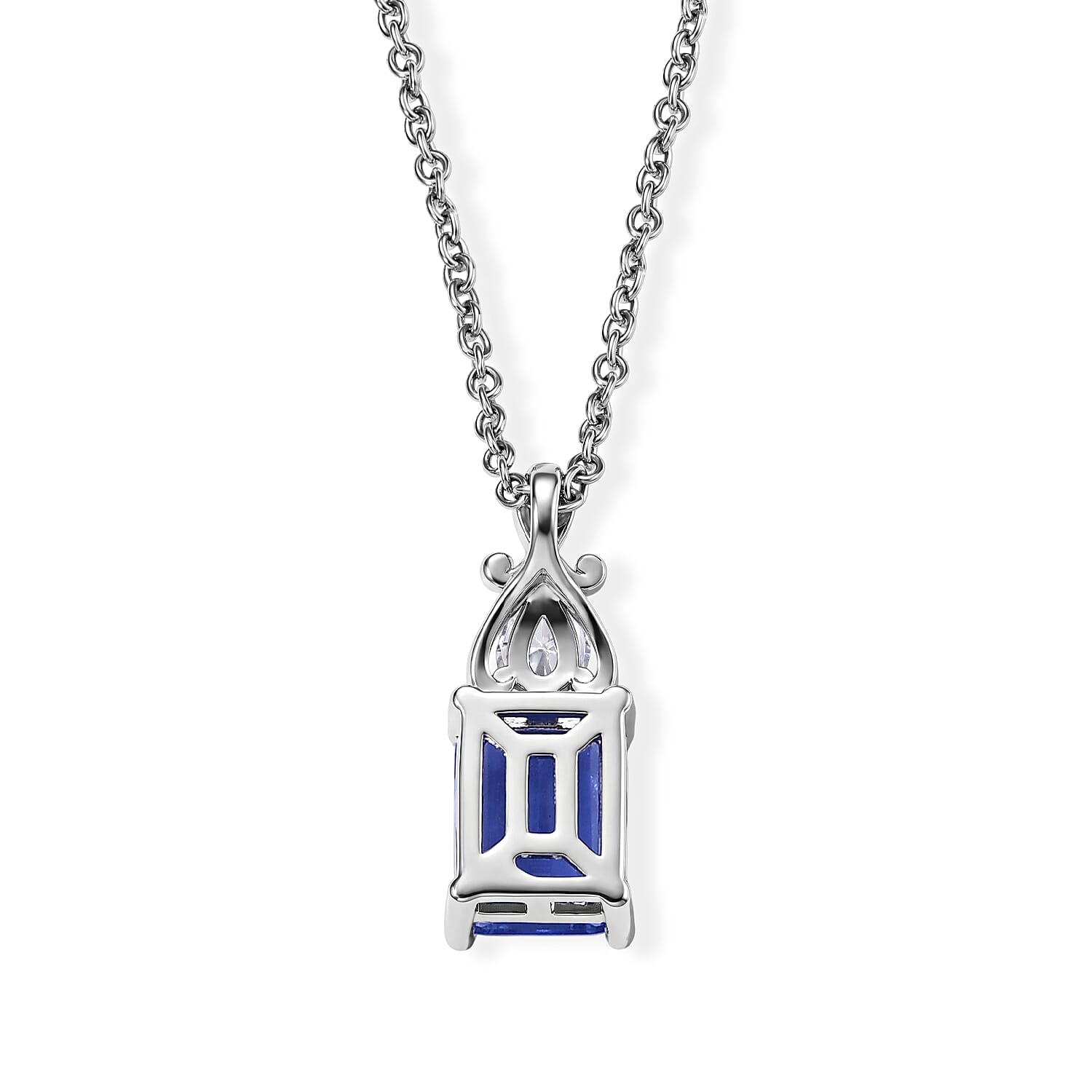 EverTrue Color Change Fluorite and Simulated Diamond 3.50 ctw Pendant in Platinum Bond with Stainless Steel Necklace 20 Inches