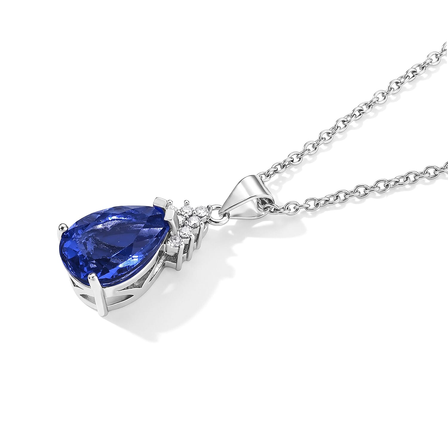 EverTrue Color Change Fluorite and Moissanite 5.10 ctw Pendant in Platinum Bond with Stainless Steel Necklace 20 Inches