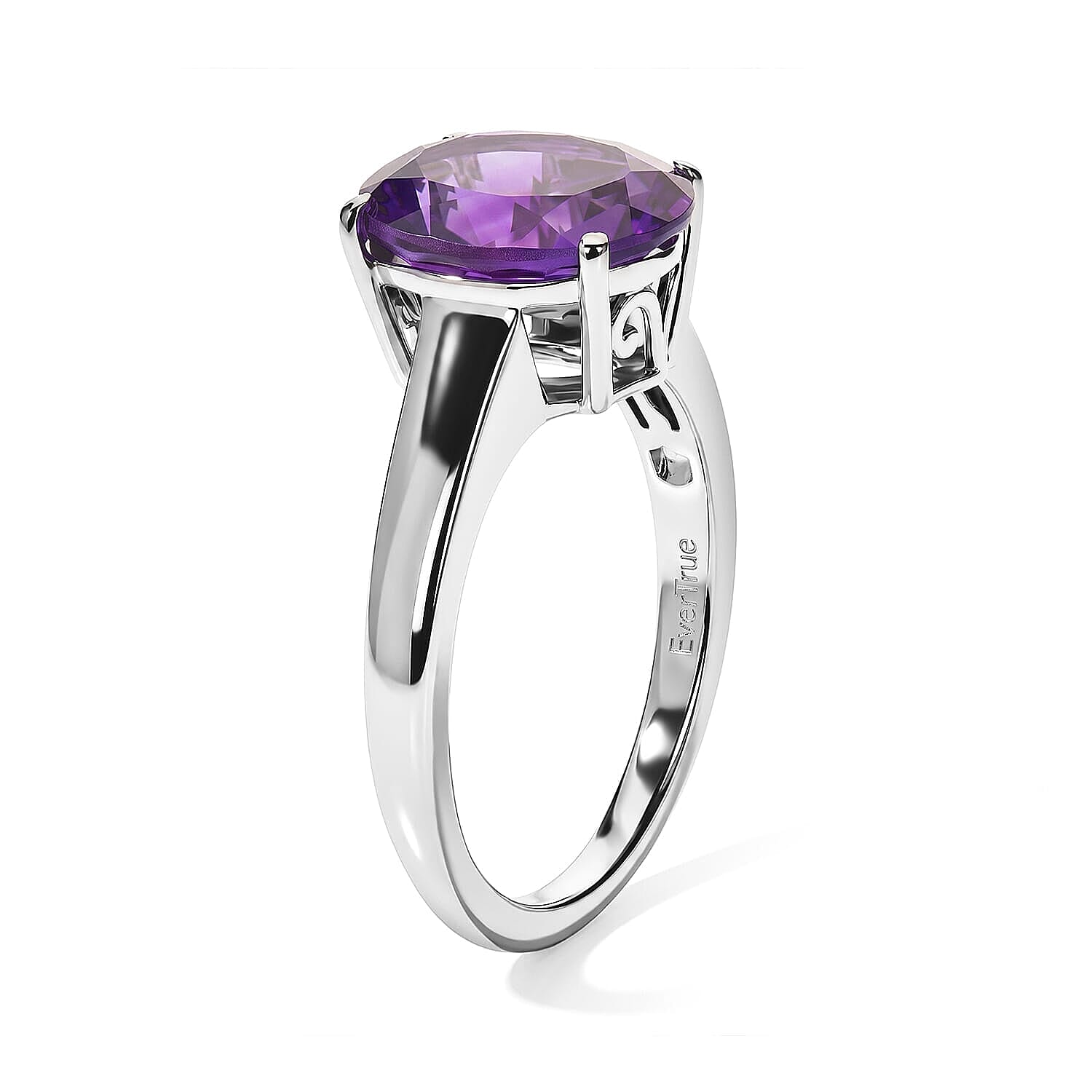 EverTrue African Amethyst 8.80 ctw Autumn Set of 3 Earrings, Ring (Size 8.0) and Pendant in Platinum Bond with Stainless Steel Necklace 20 Inches