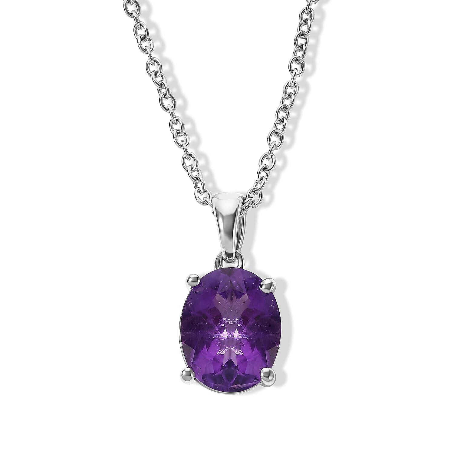 EverTrue African Amethyst 8.80 ctw Autumn Set of 3 Earrings, Ring (Size 8.0) and Pendant in Platinum Bond with Stainless Steel Necklace 20 Inches