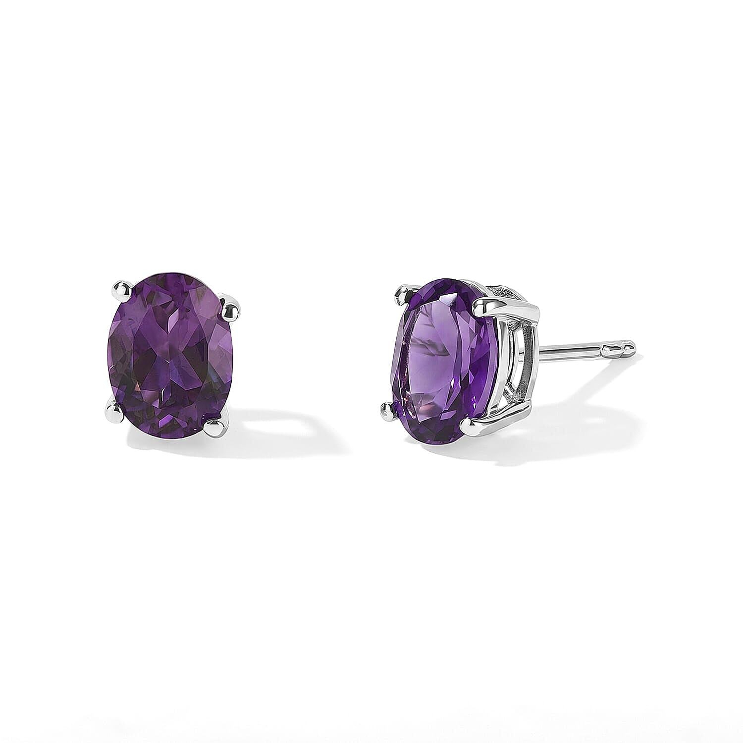 EverTrue African Amethyst 8.80 ctw Autumn Set of 3 Earrings, Ring (Size 8.0) and Pendant in Platinum Bond with Stainless Steel Necklace 20 Inches