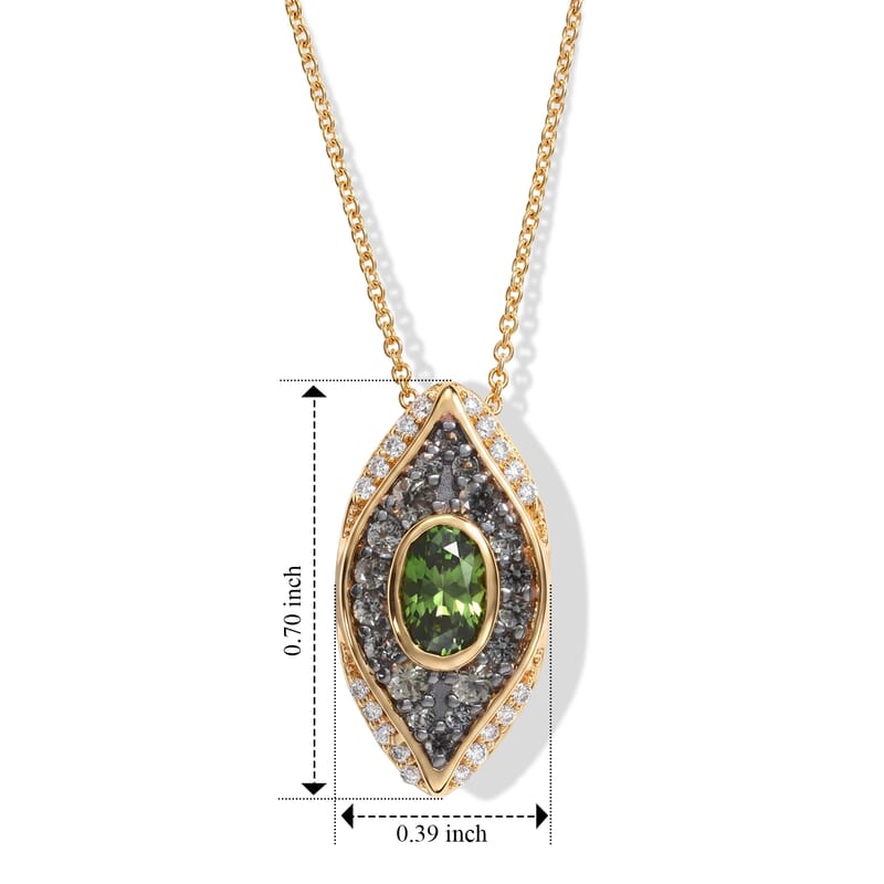 D'Joy Premium Green Sapphire and Moissanite 1.15 ctw Pendant Necklace in 18K Vermeil Yellow Gold Over Sterling Silver 20 Inches