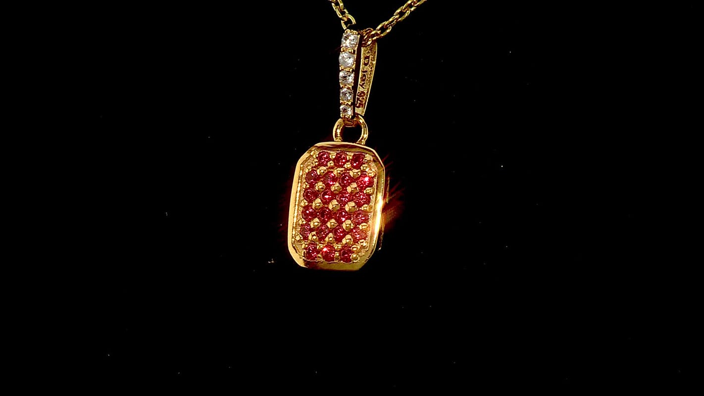 D''Joy Premium Padparadscha Sapphire, White Zircon Pendant Necklace (20 Inches) in 18K Vermeil YG Over Sterling Silver 0.60 ctw