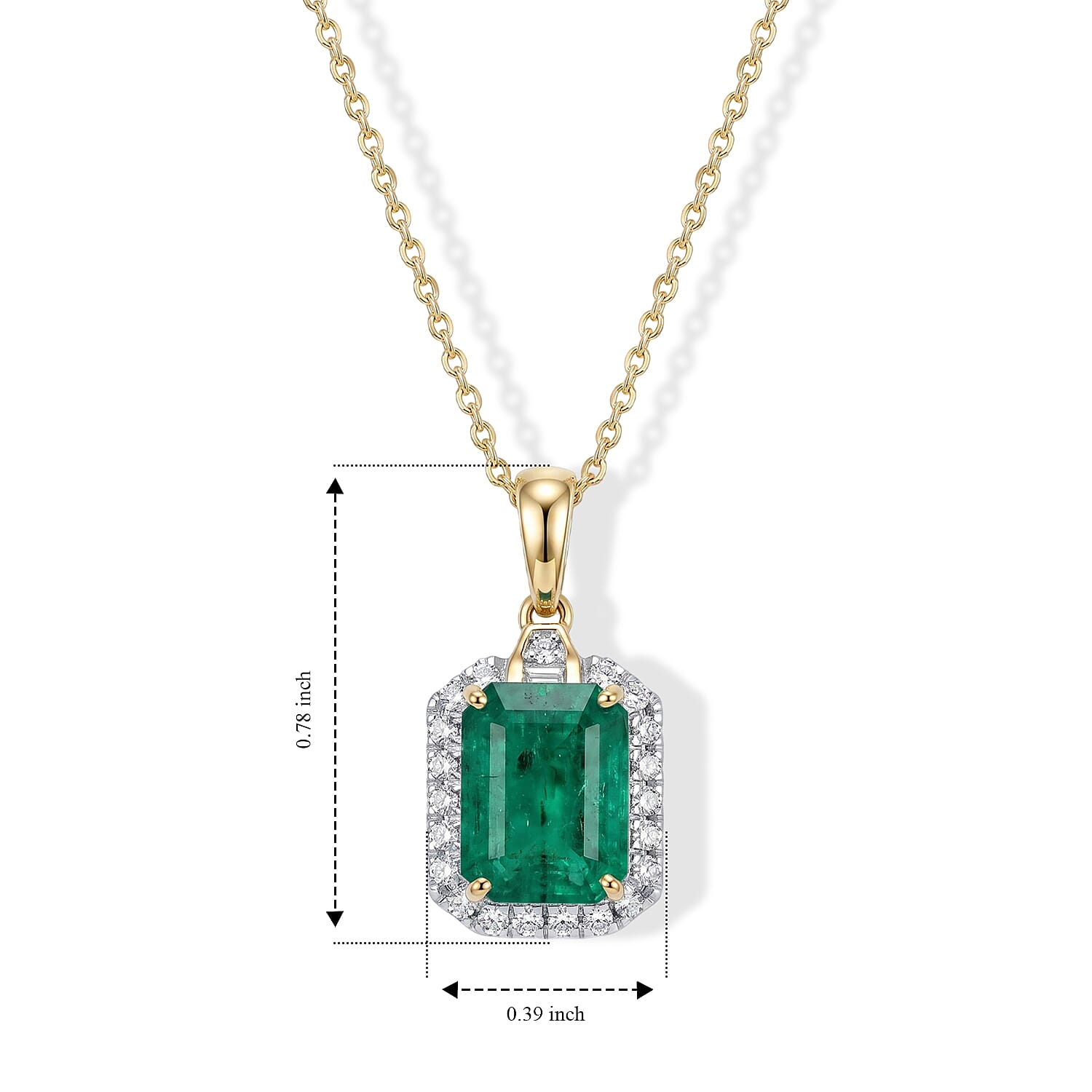Certified and Appraised Luxoro AAA Kagem Zambian Emerald and Diamond I2 2.70 ctw Pendant Necklace (18 Inches) in 10K Yellow Gold
