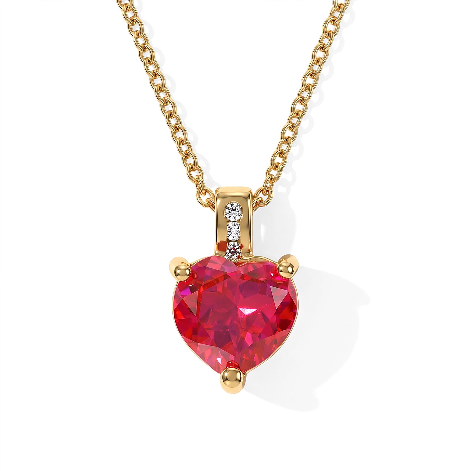 EverTrue Volcanic Triplet Quartz and Moissanite 4.00 ctw Pendant in 18K YG Plated with ION Plated YG Stainless Steel Necklace 20 Inches