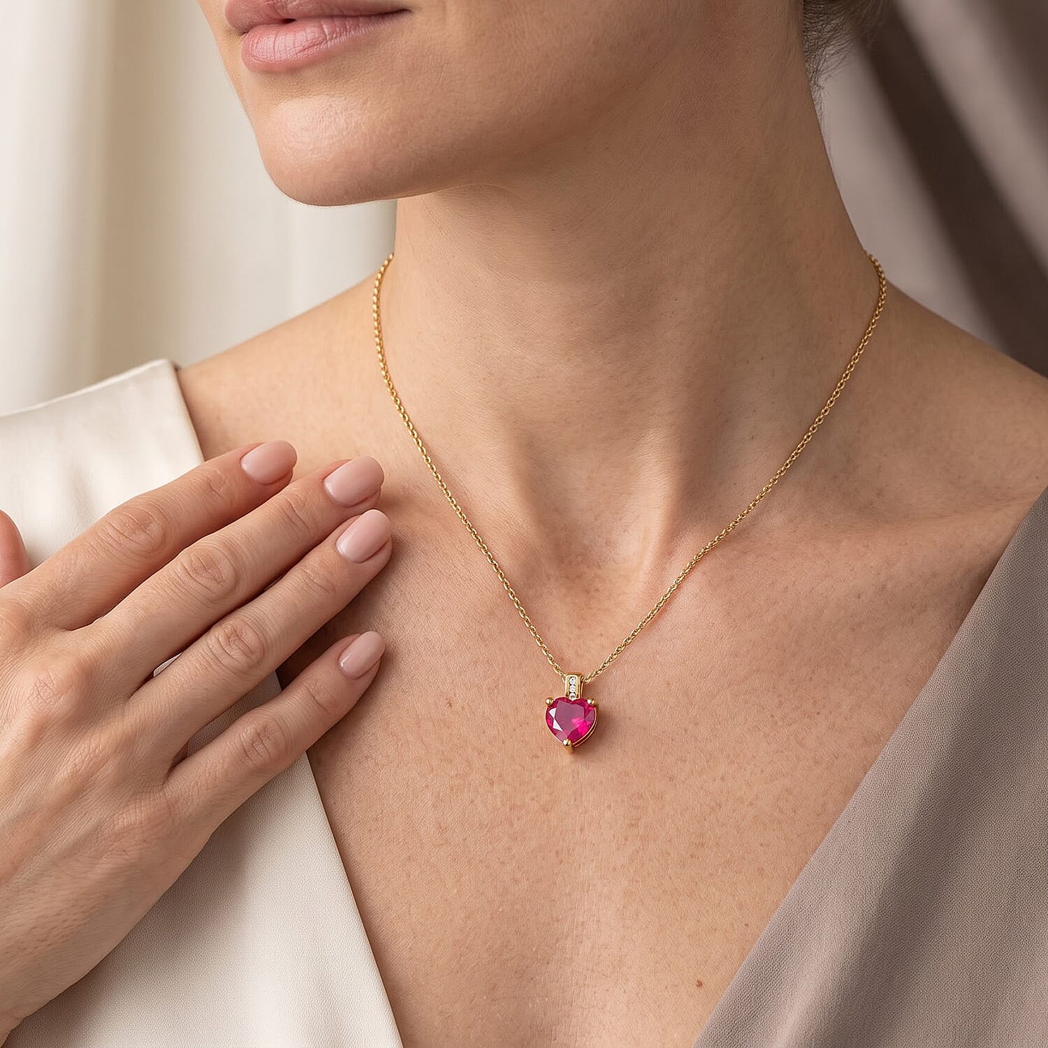 EverTrue Volcanic Triplet Quartz and Moissanite 4.00 ctw Pendant in 18K YG Plated with ION Plated YG Stainless Steel Necklace 20 Inches