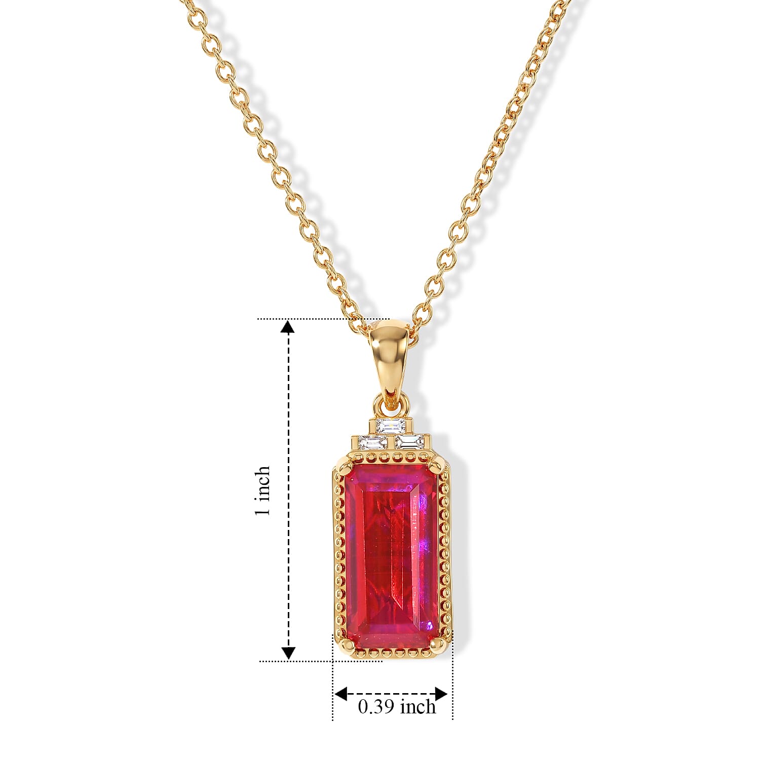 EverTrue Volcanic Quartz (Triplet) and Moissanite 4.60 ctw Pendant in 18K YG Plated with ION Plated YG Stainless Steel Necklace 20 Inches
