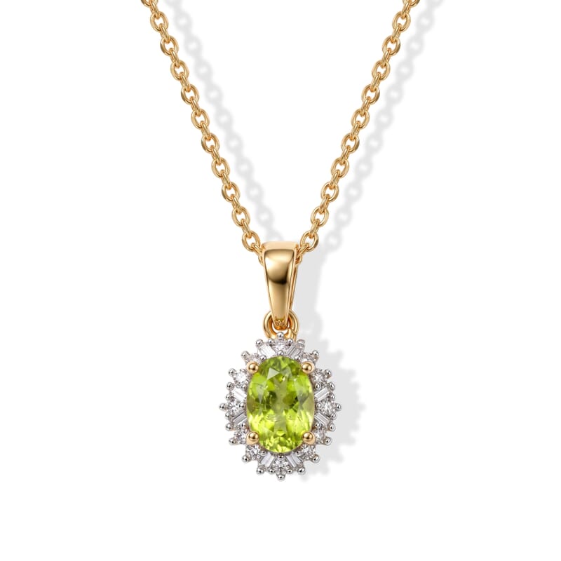 D'Joy Premium Green Sphene and Diamond 0.60 ctw Rainforest Bloom Pendant Necklace in 18K Vermeil Yellow Gold Over Sterling Silver 20 Inches