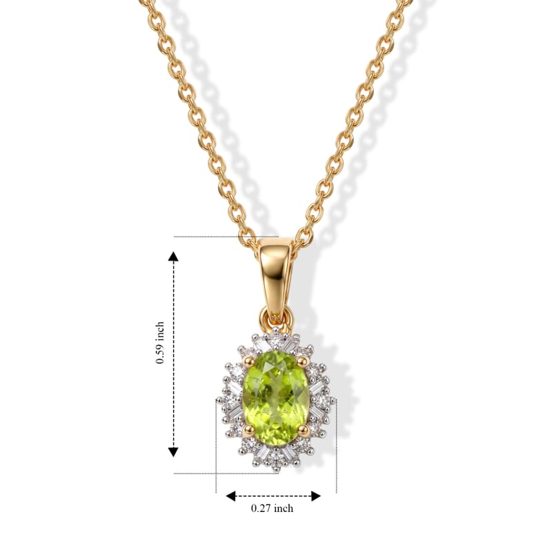 D'Joy Premium Green Sphene and Diamond 0.60 ctw Rainforest Bloom Pendant Necklace in 18K Vermeil Yellow Gold Over Sterling Silver 20 Inches