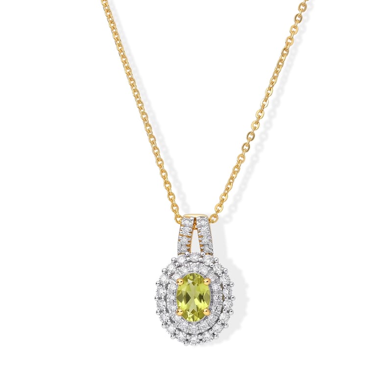 D'Joy Premium Malacacheta Sphene and Moissanite 0.85 ctw Canopy Crown Pendant Necklace in 18K Vermeil Yellow Gold Over Sterling Silver 20 Inches