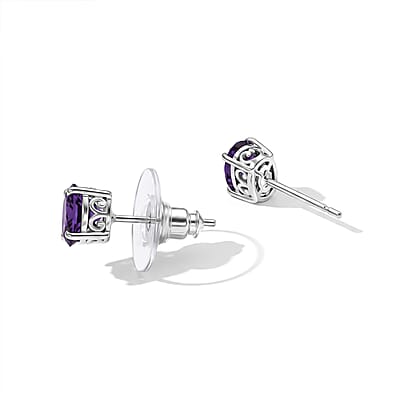 EverTrue Mashamba Amethyst 6.90 ctw Earrings, Ring (Size 5.0) and Pendant Necklace (20 Inches) in Stainless Steel