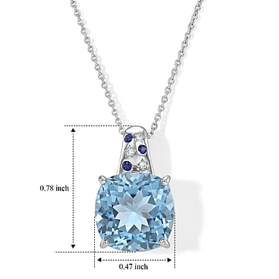 D'Joy Sky Blue Topaz and Multi Gemstone 8.90 ctw Pendant Necklace (20 Inches) in Rhodium Over Sterling Silver