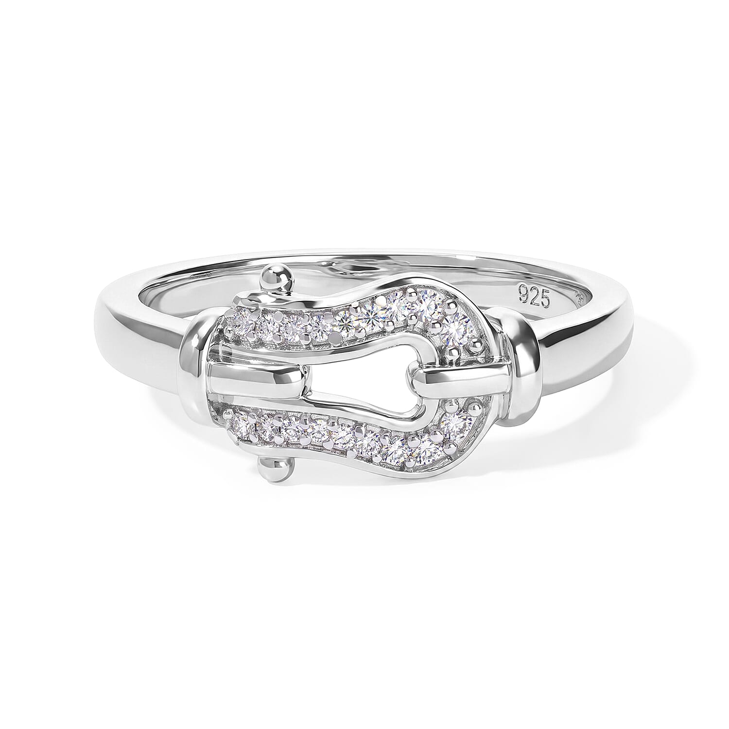 GP Trionfo Collection Diamond 0.25 ctw Set of 3 Stackable Ring in Rhodium Over Sterling Silver (Size 5.0)