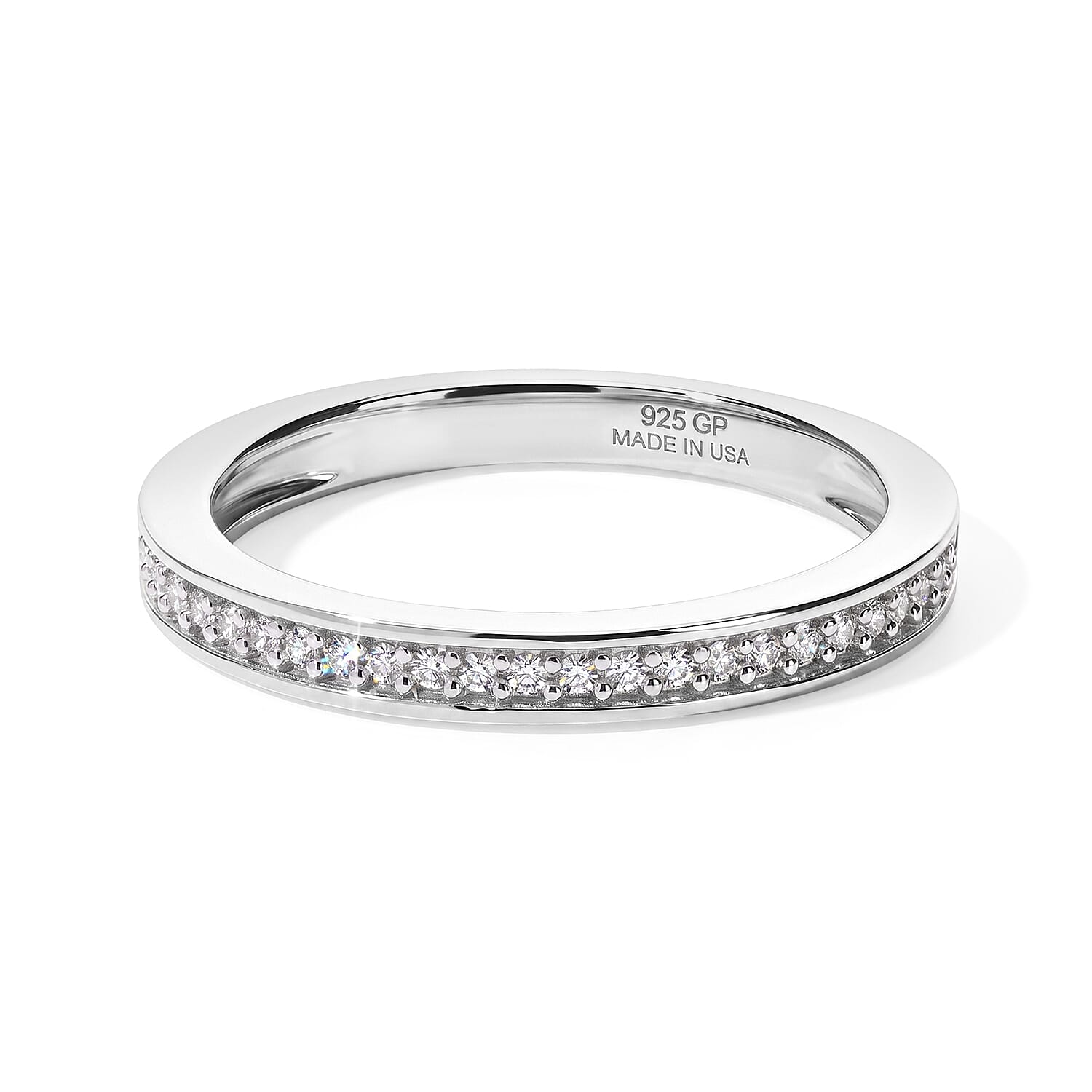 GP Trionfo Collection Diamond 0.25 ctw Set of 3 Stackable Ring in Rhodium Over Sterling Silver (Size 5.0)