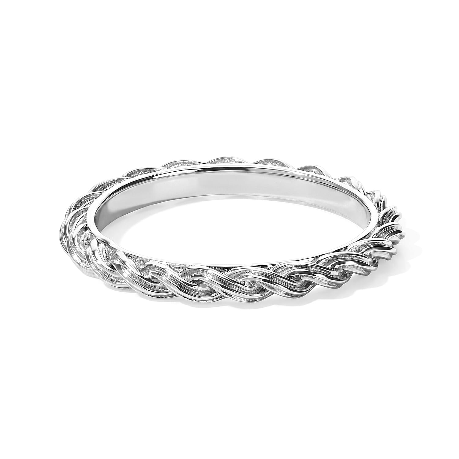 GP Trionfo Collection Diamond 0.25 ctw Set of 3 Stackable Ring in Rhodium Over Sterling Silver (Size 5.0)
