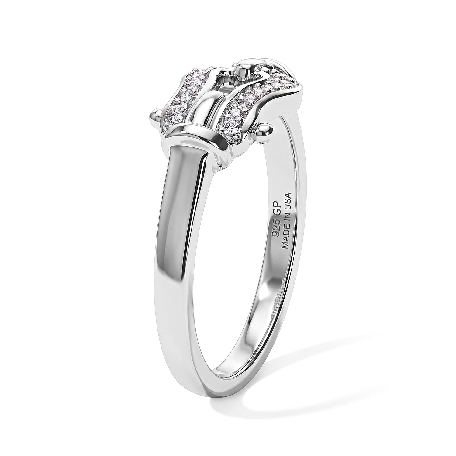 GP Trionfo Collection Diamond 0.25 ctw Set of 3 Stackable Ring in Rhodium Over Sterling Silver (Size 5.0)