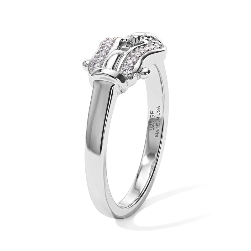 GP Trionfo Collection Diamond 0.25 ctw Set of 3 Stackable Ring in Rhodium Over Sterling Silver (Size 5.0)