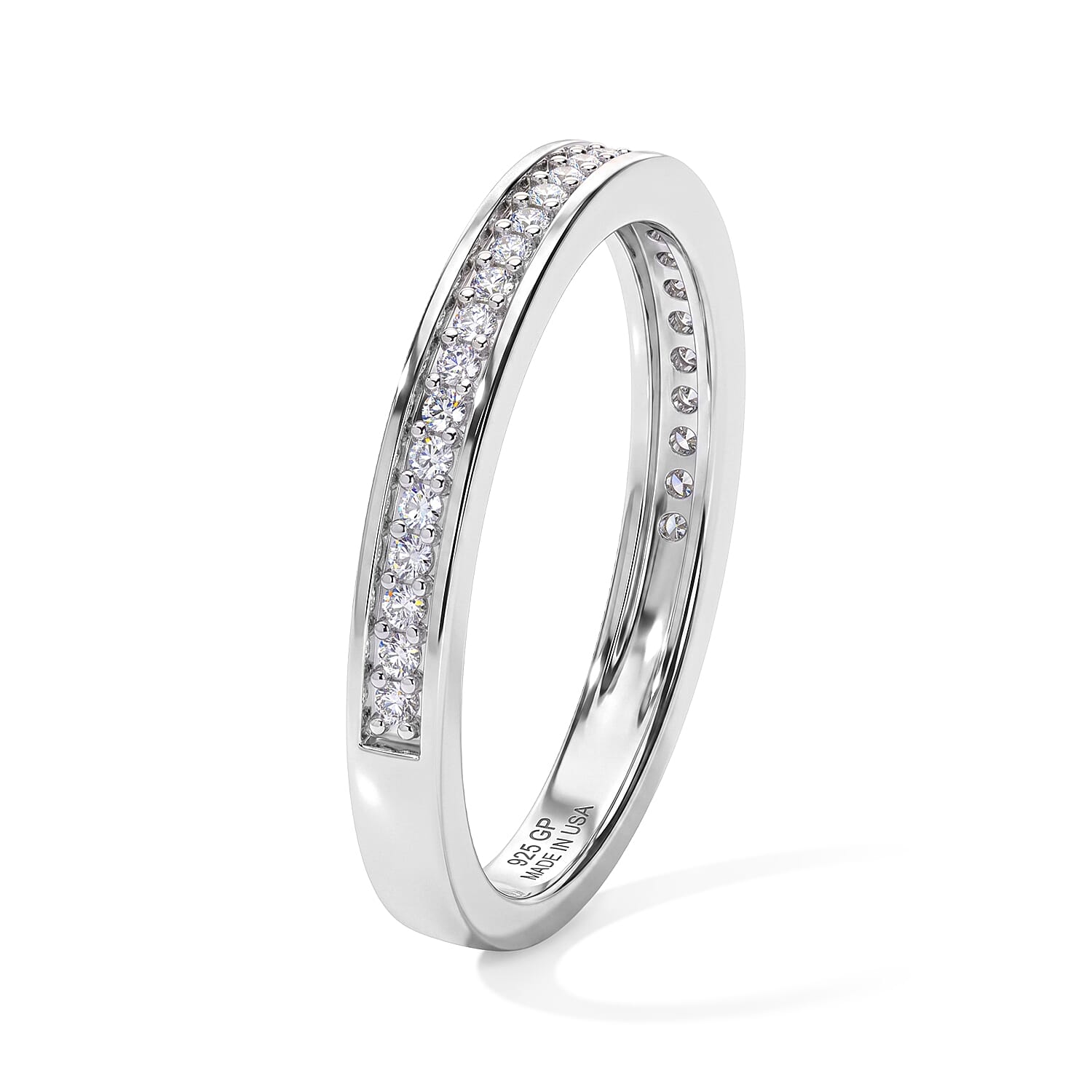 GP Trionfo Collection Diamond 0.25 ctw Set of 3 Stackable Ring in Rhodium Over Sterling Silver (Size 5.0)